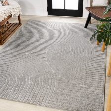 JONATHAN Y SCN100A-8 Skagen High-Low Minimalist Curve Geometric Indoor/Outdoor Area Rug, Modern, Contemporary, Geometric, Bohemian, Bedroom, Kitchen, Living Room, Non Shedding, Gray/Ivory, 8' x 10'