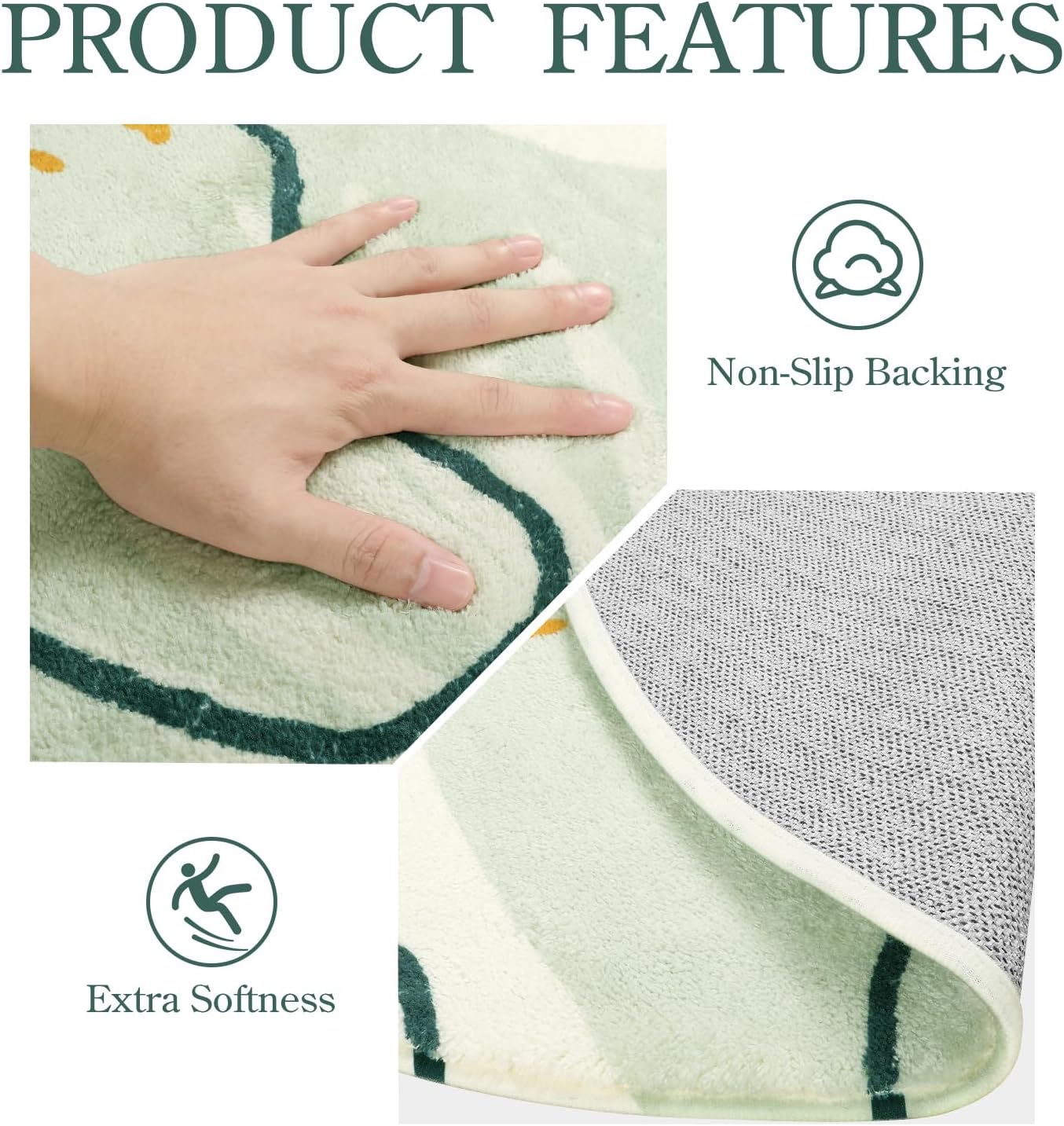 Lahome Green Botanical Print Small Throw Rugs Modern Abstract Non-Slip 3x5 Minimalist Art Area Rug Accent Distressed WashableFloor Carpet for Living Room Bedroom Entryway - Image 7